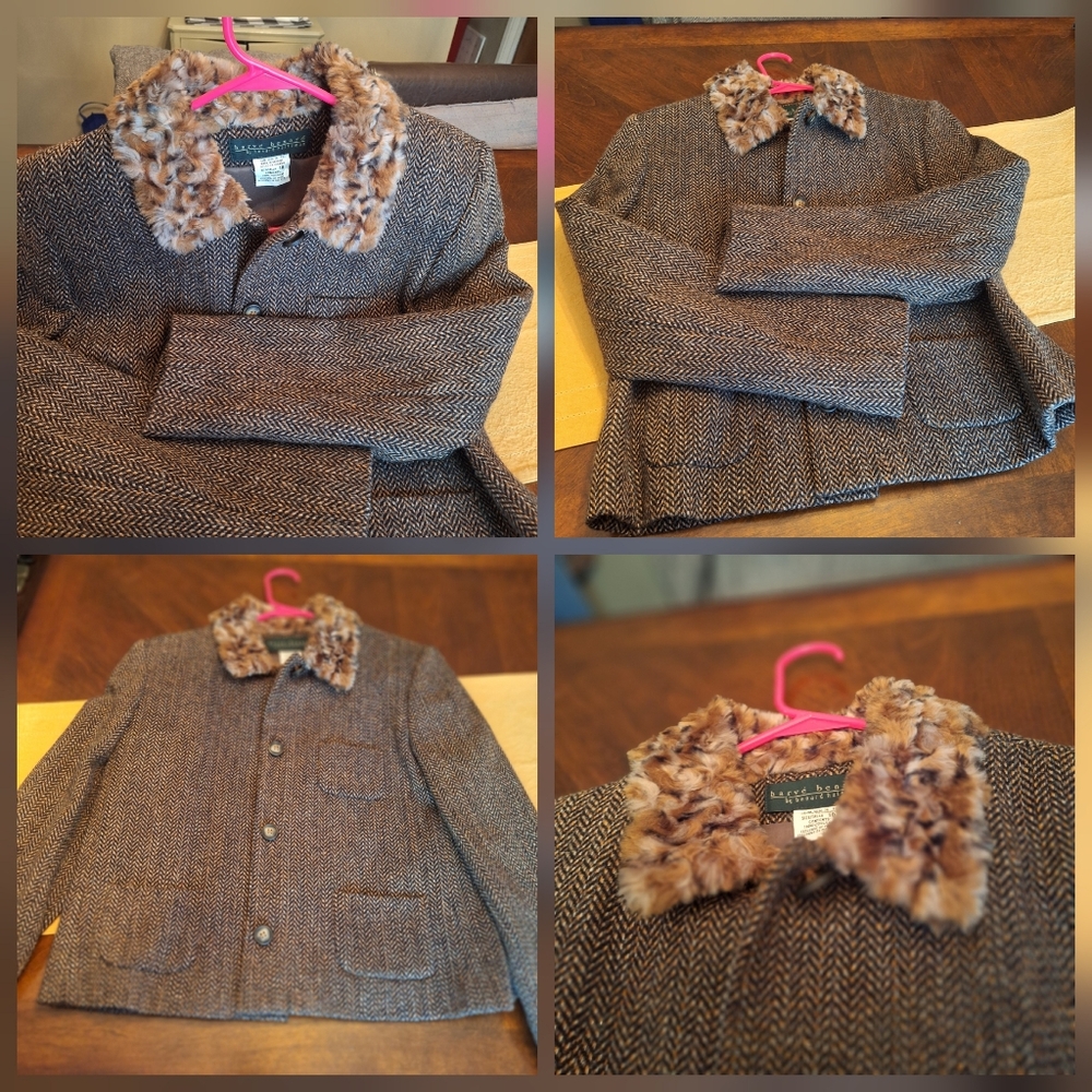 Nice! Vintage Faux Fur Collar Wool Blazer Harve Benard 10